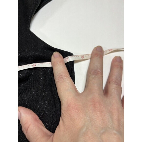 David Meister Sheath Dress Black Metallic Shimmer 6 Midi Lined Cap Sleeve - Picture 5 of 10